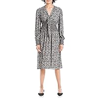 Max Studio Women's Crepe Long Sleeve Smocked Midi Dress