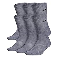 adidas Men's Athletic Cushioned Crew Socks with Arch Compression for a Secure Fit (6-Pair)
