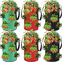 6 Pieces 3 Gallon Tomato and Herb Planter Hanging Aeration Fabric Strawberry Grow Bags Hanging Strawberry Planter Upside Down Tomato Plant Hanger Vegetable Planting Bags for House(Green)