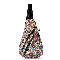 Sakroots Women's Go Sling Backpack in Nylon Eco Twill, Rainbow Wanderlust, One Size