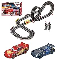 GO!!! 62477 Disney Pixar Cars Neon Nights Electric Slot Car Racing Kids Toy Race Track Set Includes 2 Controllers and 2 Cars in 1:43 Scale