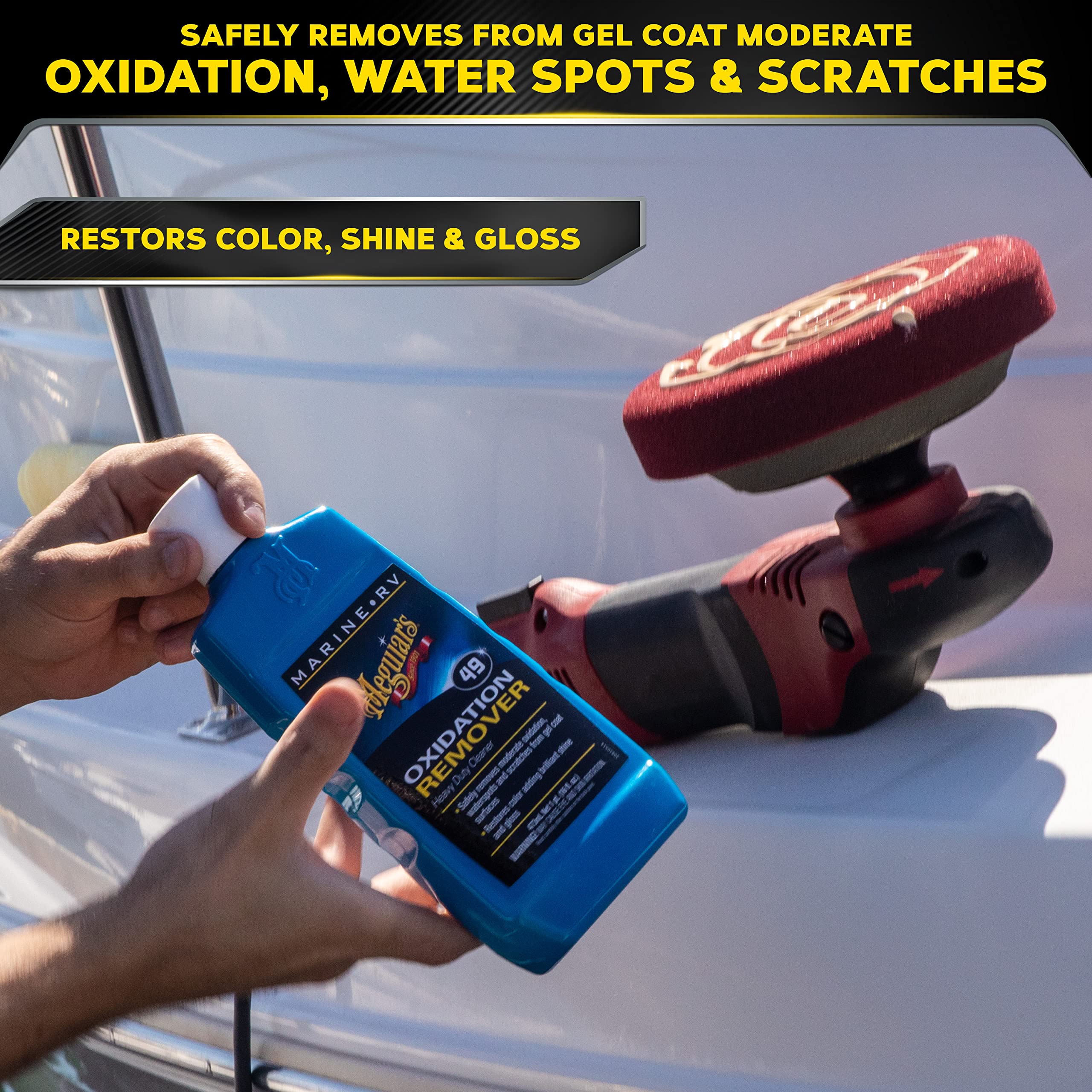 Meguiar's M4965 Marine/RV Fiberglass Restoration System - RV and Boat Gel Coat Restoration for Professional Results - Enhance Your Boat's Appearance and Increase Your Boat's Value