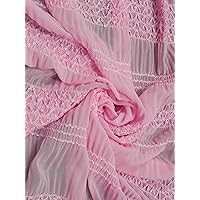 Polyester Ruched Chiffon with Chevron Pattern & Clear Sequins Fabric by The Yard