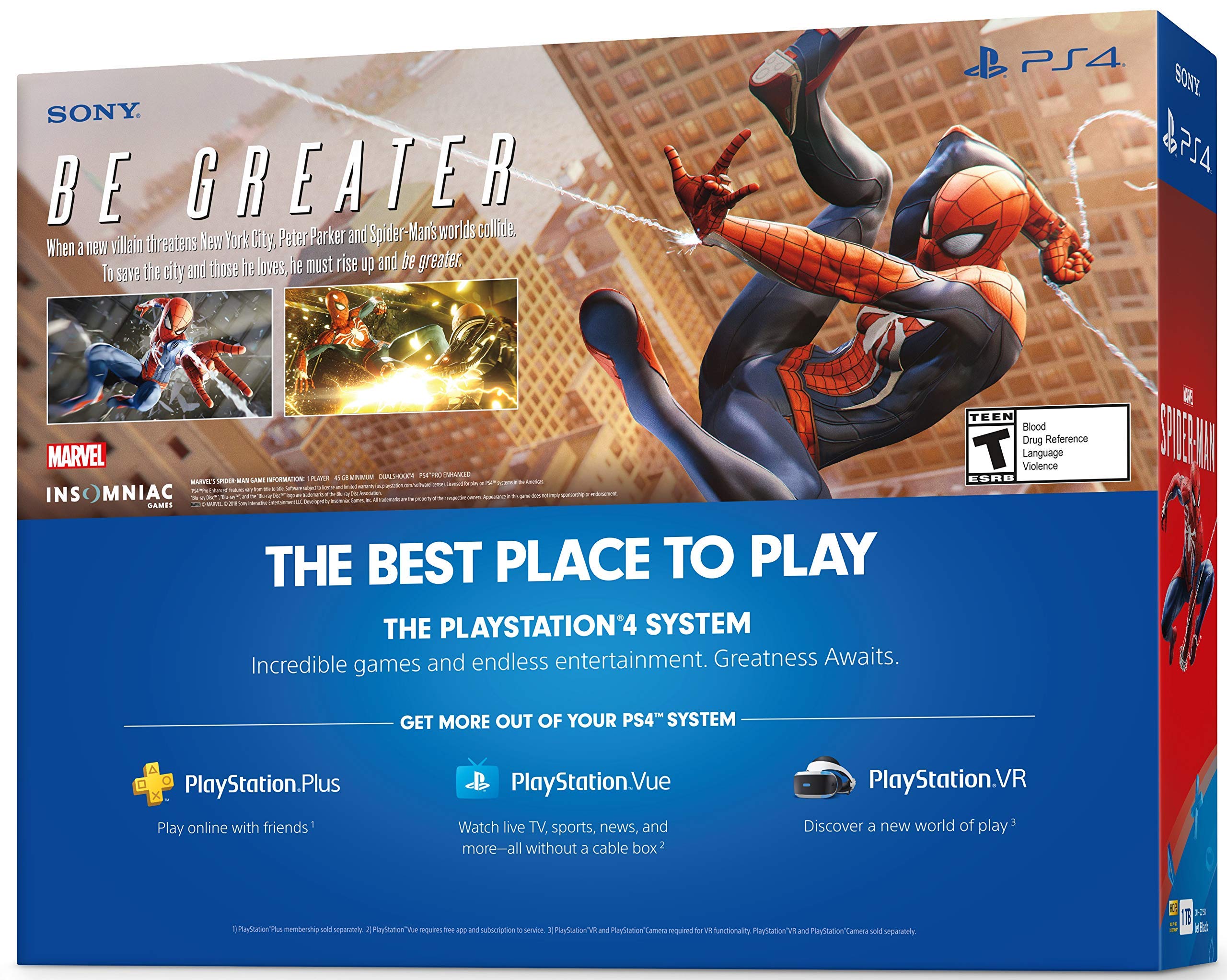 PlayStation 4 Slim 1TB Console - Marvels Spider-Man Bundle (Renewed)
