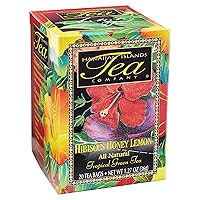 Hawaiian Islands Tea Company Hibiscus Honey Lemon Tropical Green Tea, All Natural - 20 Teabags (1 Box)