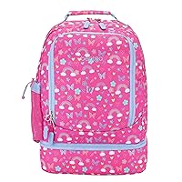 Bentgo® Kids 2-in-1 Backpack & Insulated Lunch Bag - Durable 16” Backpack & Lunch Container in Unique Prints for School & Travel - Water Resistant, Padded & Large Compartments (Rainbows & Butterflies)