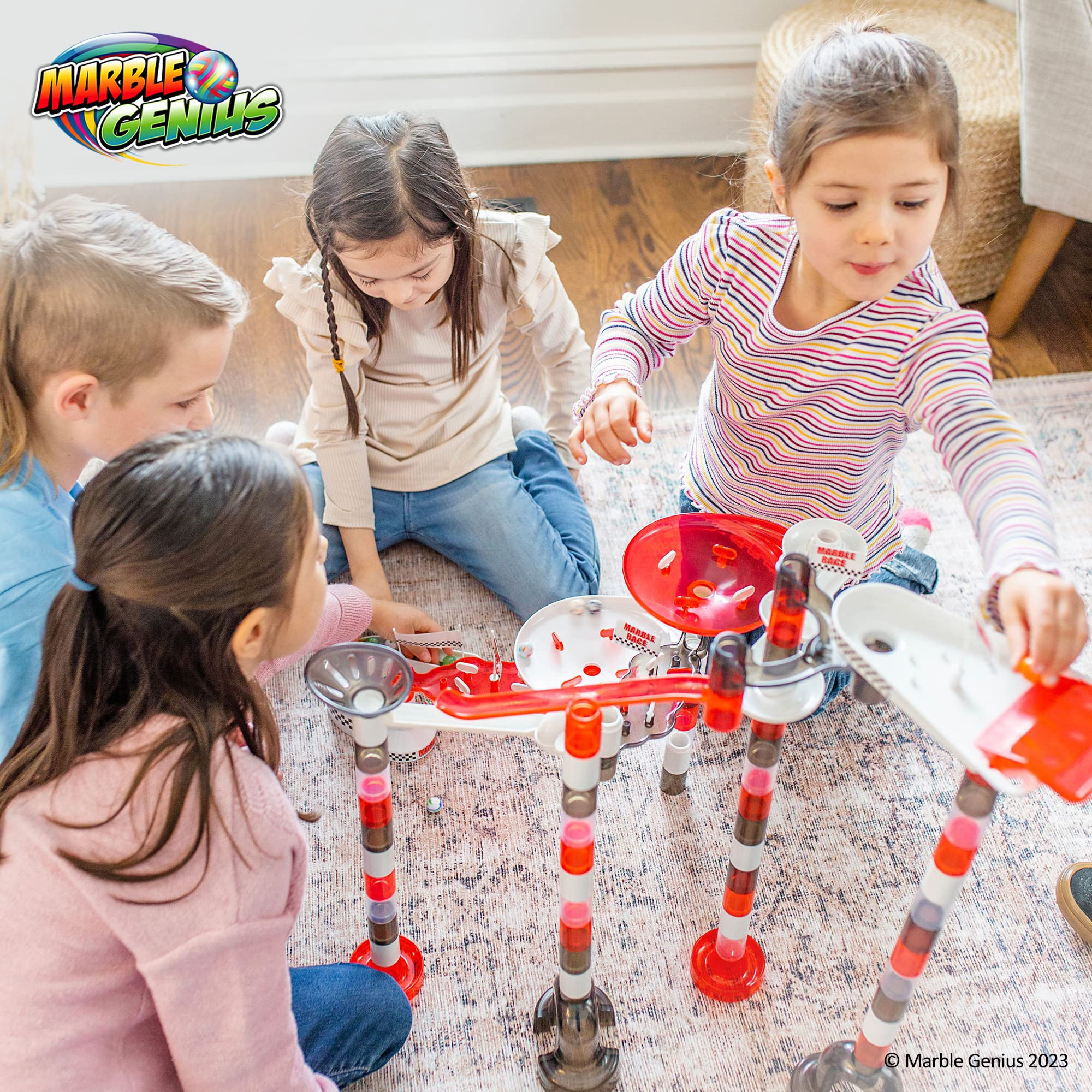 Marble Genius Marble Racing Booster Set - 10 Pieces Total (Marbles Not Included), Construction Building Blocks Toys for Ages 3 and Above, with Instruction App Access, Add-On Set