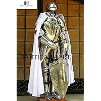 NauticalMart Medieval Knight Suit of Armor Battle Ready Combat Full Body Protection Medieval Times Plate Armour Complete Set with Crusader Tunic & Knights Templar Shield