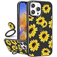 Toycamp for iPhone 13 Pro Max Case for Women, Sunflower Cute Flower Floral Print Girly Design for Girls Teens Case with Ring Kickstand Cover for iPhone 13 Pro Max 6.7