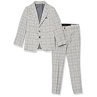 Isaac Mizrahi Slim Fit Boy's 2Pc Plaid Suit, Gray, 10