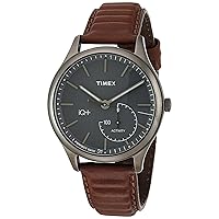 Timex Men's TW2P94800 IQ+ Move Activity Tracker Brown Leather Strap Smartwatch
