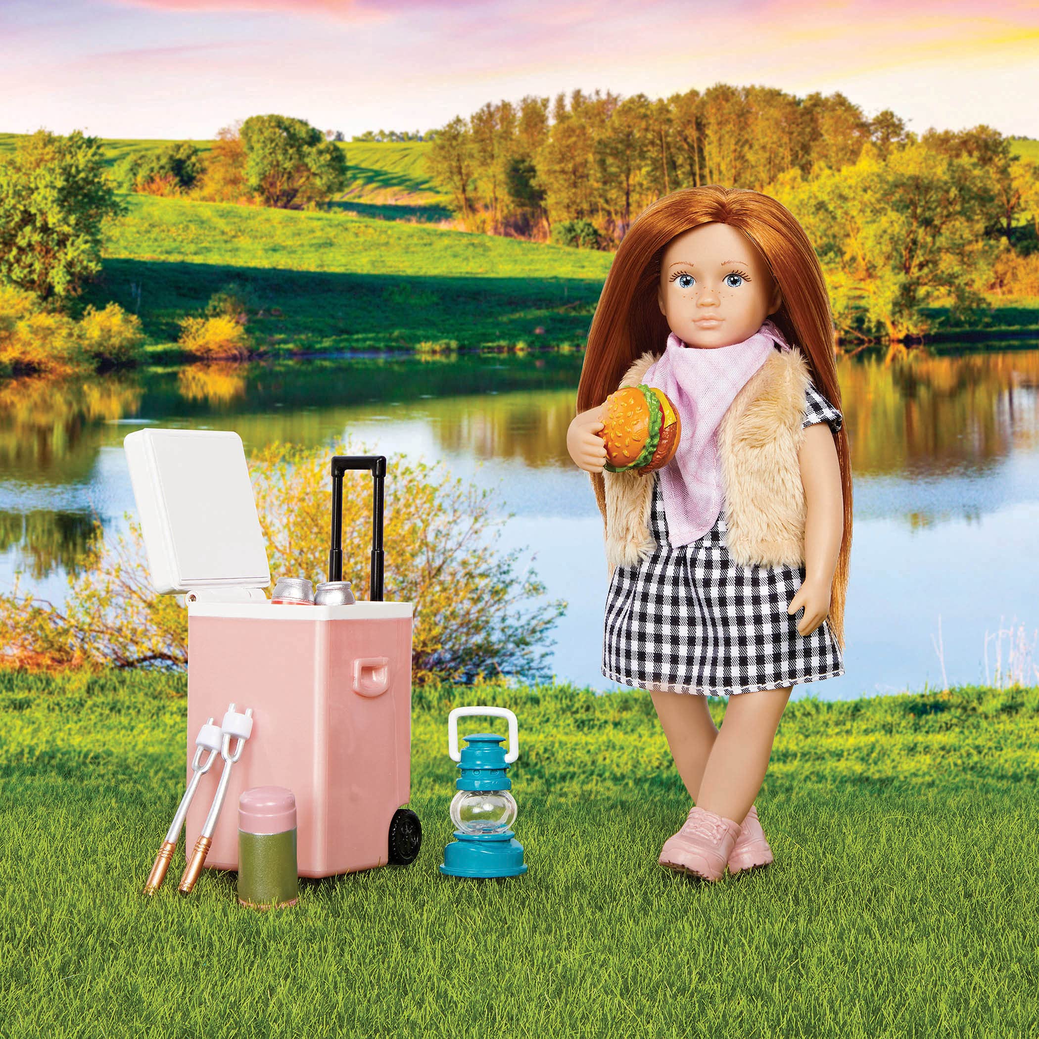 Lori Dolls – Jessa’s Camp Set – Mini Doll & Camping Set – Clothes & Accessories for 6-inch Dolls – Play Food, Cooler, Map & More – Toys for Kids – 3 Years +