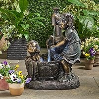 HERMANITOS Fountain Outdoor Weather Resistant Floor Fountain with Light