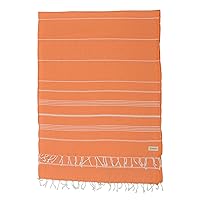 Bersuse 100% Cotton - Anatolia XL Throw Blanket Turkish Towel - 61 x 82 Inches, Orange