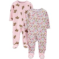 Simple Joys by Carter's Baby Girls' Cotton Footed Sleep and Play, Pack of 2