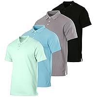 3 & 4 Pack: Men's Cotton Pique Short Sleeve Polo Shirt - Performance Polo (Available in Big & Tall)