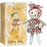 LEVLOVS Cat in shoebox with Mouse Purse Linen Doll