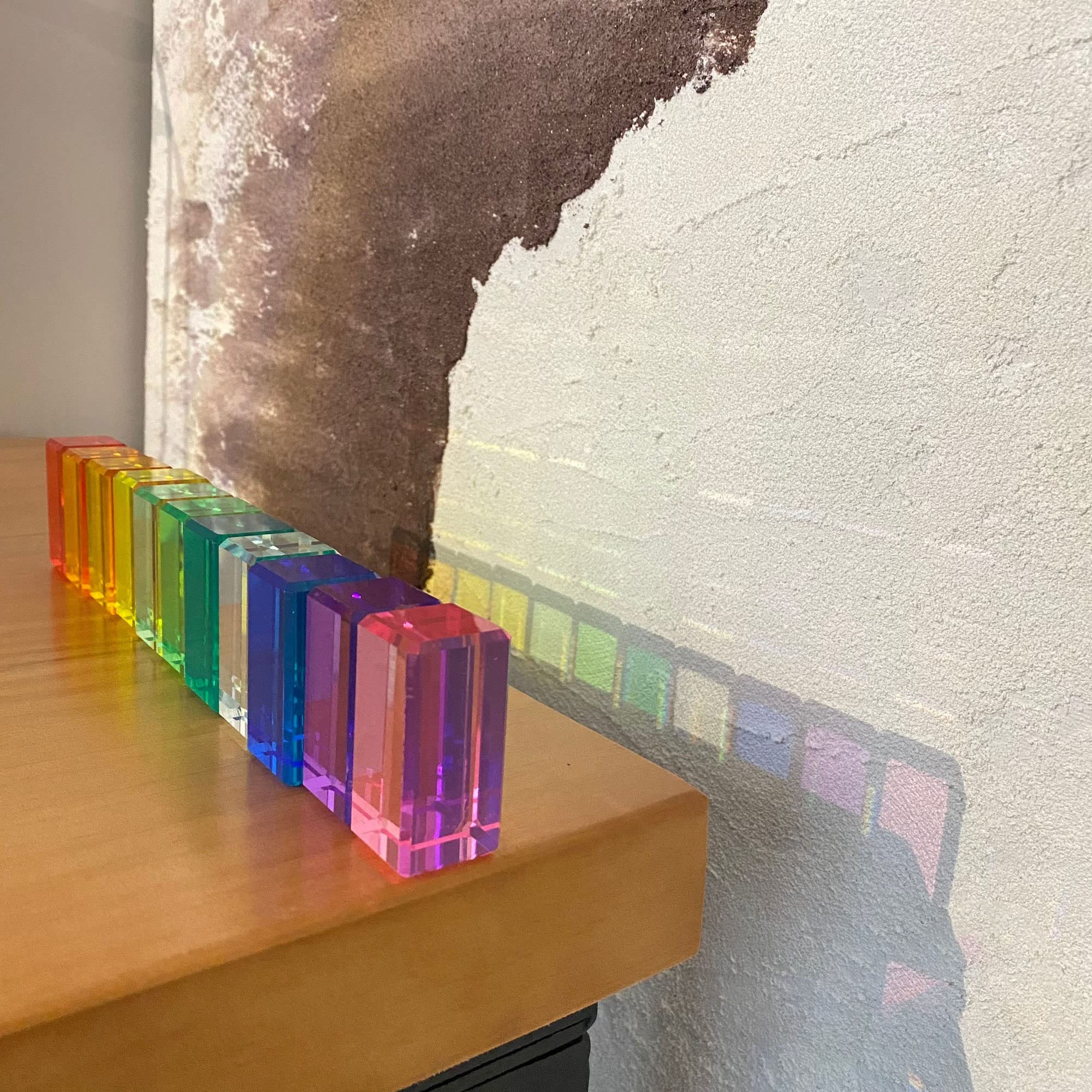 Rainbow Crystal Acrylic Strip Blocks Rectangle Stacking Gem Blocks for Kids 16 Colors Gem Cubes Stacking Educational Sensory Light Learning Toys(16PCS Strip Blocks)…