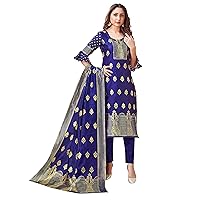 Elina fashion Indian Pakistani Women's Readymade Dress| Banarasi Art Silk Salwar Kameez | Woven Silk Dupatta Stitched Suit