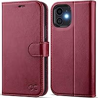 OCASE Compatible with iPhone 12 Case/Compatible with iPhone 12 Pro Wallet Case, PU Leather Flip Case with Card Holders RFID Blocking Kickstand Phone Cover 6.1 Inch (Burgundy)