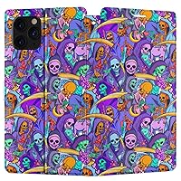 Wallet Case Replacement for Apple iPhone 12 Mini 11 Pro Max Xr Xs 10 X 8 Plus 7 6s SE PU Leather Folio Card Holder Snap Death Grim Reaper Cover Cool Funny Cute Magnetic Flip Cats