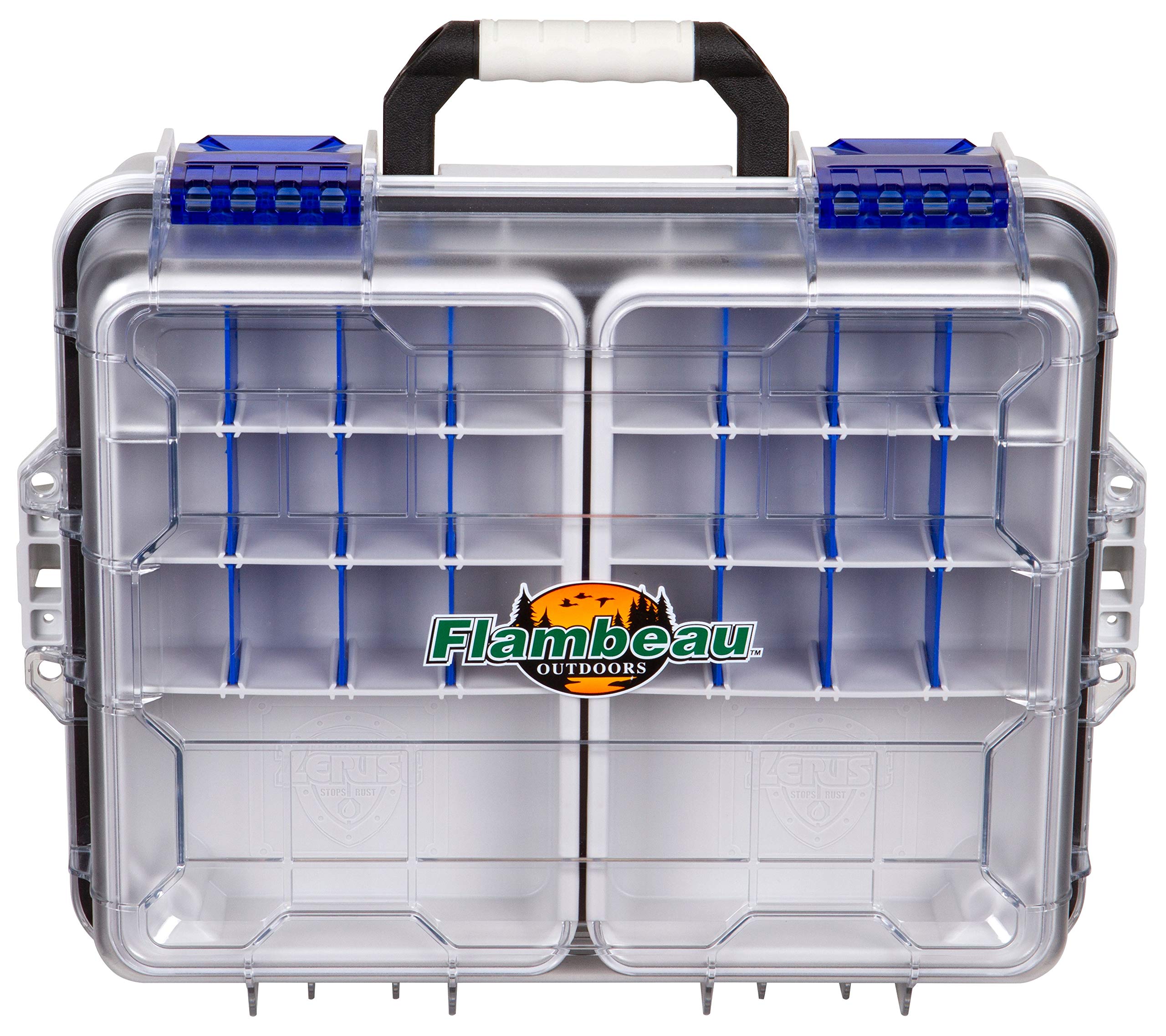 Flambeau Outdoors 3000WPNC Waterproof Satchel 3000, Portable Waterproof Tackle Box with Trays, Gray/Clear