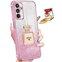 Buleens for Samsung Galaxy A14 5G Case Glitter Bling A14 5G Cases with Metal Mirror Stand,Cute Women Girly Plated Cases for Samsung A14 5G,Luxury Phone Cover for Galaxy A14 5G