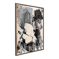 Kate and Laurel Sylvie Painted Flow III Framed Canvas Wall Art by Amy Lighthall, 28x38 Gold, Modern Abstract Painted Brushstrokes Art for Wall