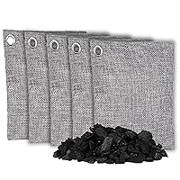 Nature Fresh Air Purifying Bags | 5 Pack - Large 200g | All Natural Air Freshener | Charcoal Odor Eliminator and Moisture Absorber | Deodorizer for Pet, Car, Closet and Room | By OLIVIA & AIDEN