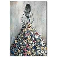 The Oliver Gal Artist Co. People and Portraits Wall Art Canvas Prints 'Girl with Flower Thoughts' Silhouettes, 20x30