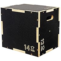 3 in 1 Non-Slip Wooden Plyo Box Plyometric Box Jumping Exercise, Multiple Sizes