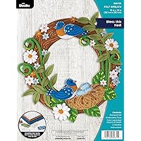 Bucilla, Bless This Nest, Felt Applique Wreath Making Kit, Perfect for DIY Arts and Crafts, 89672E