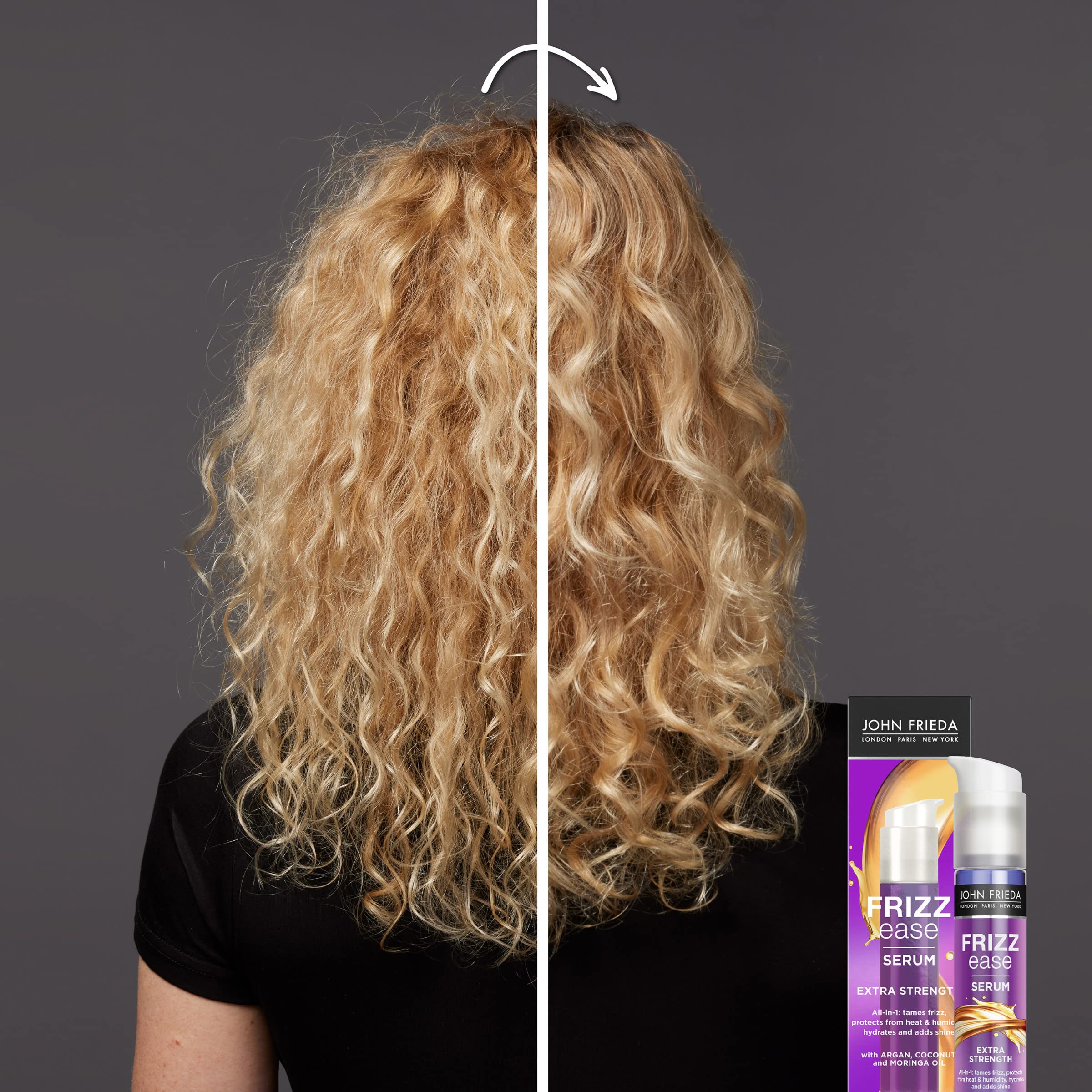 John Frieda Frizz Ease Extra Strength Hair Serum, Nourishing Hair Oil for Frizz Control, Heat Protectant with Argan & Coconut Oils, 1.69 fl oz (Package May Vary)