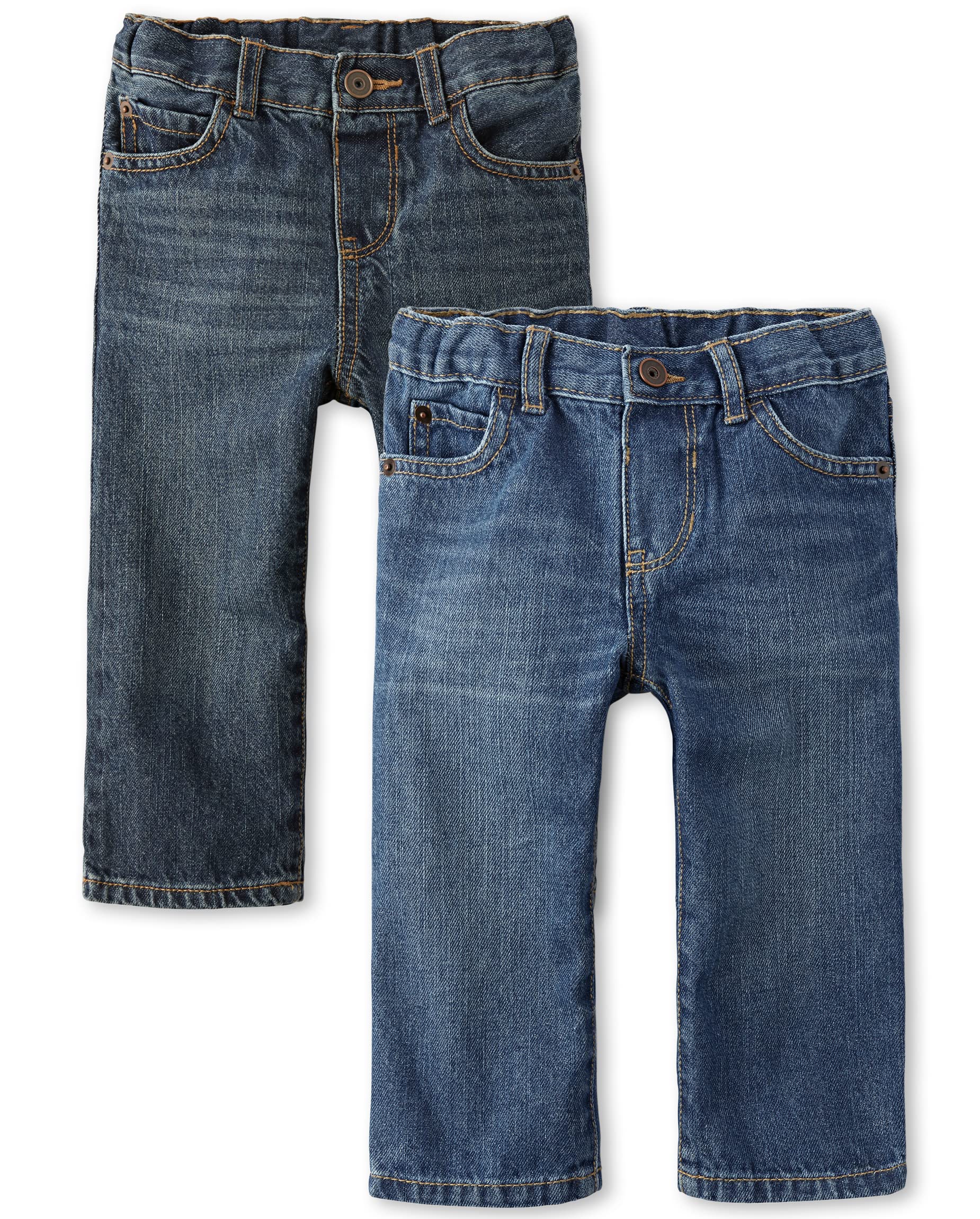 The Children's Place Baby 2 Pack and Toddler Boys Basic Straight Leg Jeans 2-Pack
