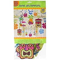 Summer Luau Party Swirl Hanging Decorations - 6 Packs of 30 - Vibrant Colors & Tropical Design - Perfect for Indoor & Outdoor Hawaiian-Themed Events - 180 Pc.