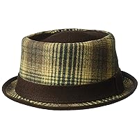Henschel Hats Men's Wool Blend Plaid Porkpie Hat with Solid Tip and Band