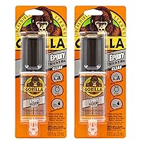 Gorilla 2 Part Epoxy, 5 Minute Set, .85 Ounce Syringe, Clear, (Pack of 2)