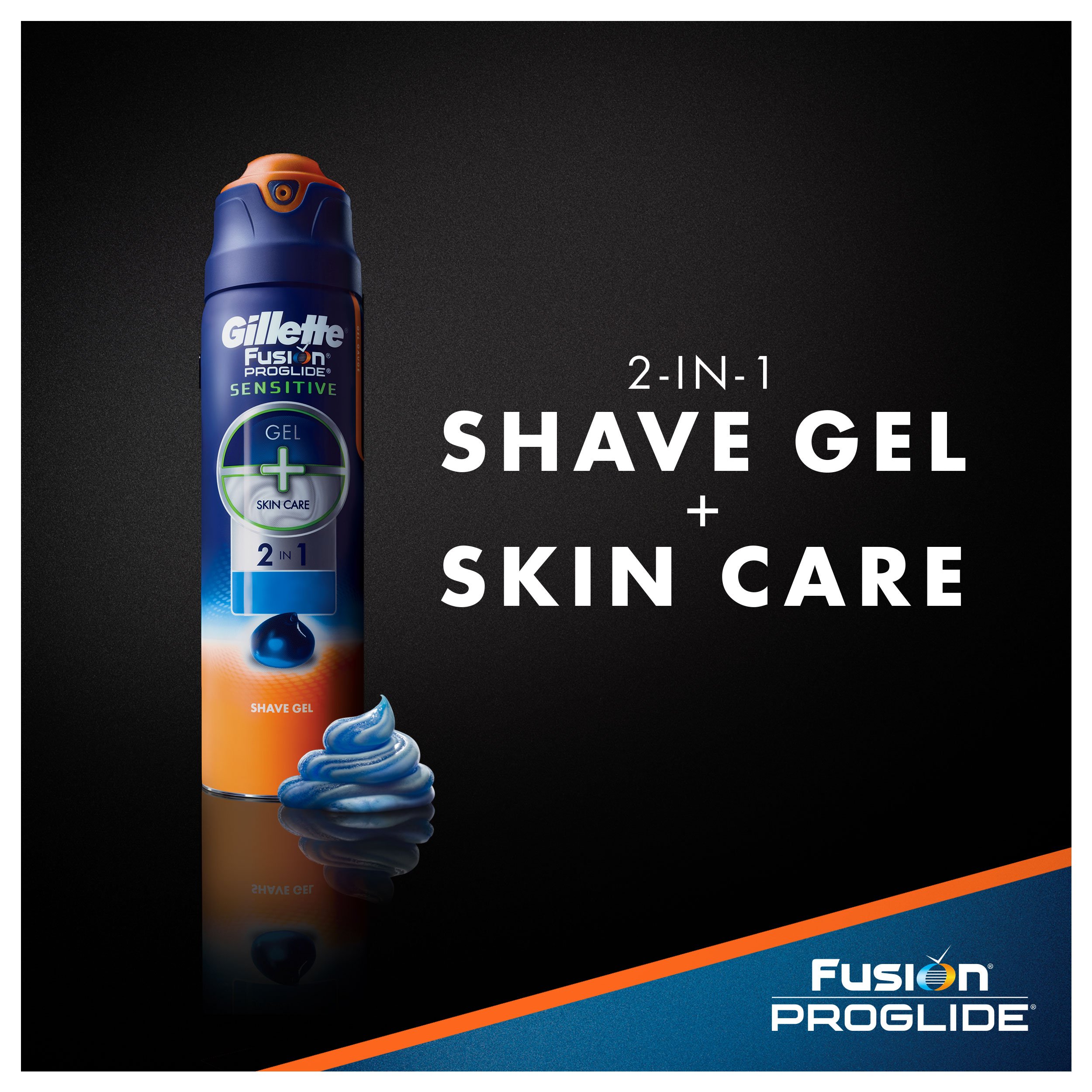 Gillette Fusion ProGlide Sensitive 2 in 1 Shave Gel, Alpine Clean, 6 oz