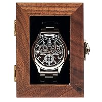 Single Walnut Wooden Watch Gift Box Vintage Jewelry Storage Travel Case Organizer for Men and Women,Wristwatch Display Box Holder with Acrylic Lid