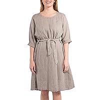 M Made in Italy Women's Striped Linen Midi Dress