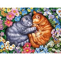Ceaco - Sleeping Kittens in Flowers - 300 Oversized Piece Jigsaw Puzzle, 24 x 18