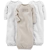 Unisex Babies' Cotton Sleeper Gown, Pack of 3