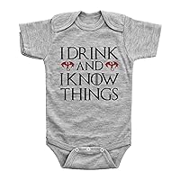 | Compatible with Onesies Brand Baby Bodysuit | Funny Baby Apparel | I Drink and I Know Things | GOT Unisex Romper