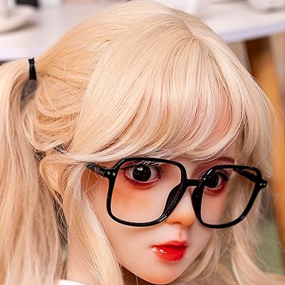 LOERSS Makeup Doll Head,Single Doll Head with Mouth,Eyes & Wig, Snap or M16  Studs Fixed Connection Doll Accessories,Toys for Fun,Life-Size Doll