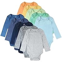 HonestBaby 10-Pack Long Sleeve Bodysuits One-piece 100% Organic Cotton for Infant Baby Boys, Girls, Unisex