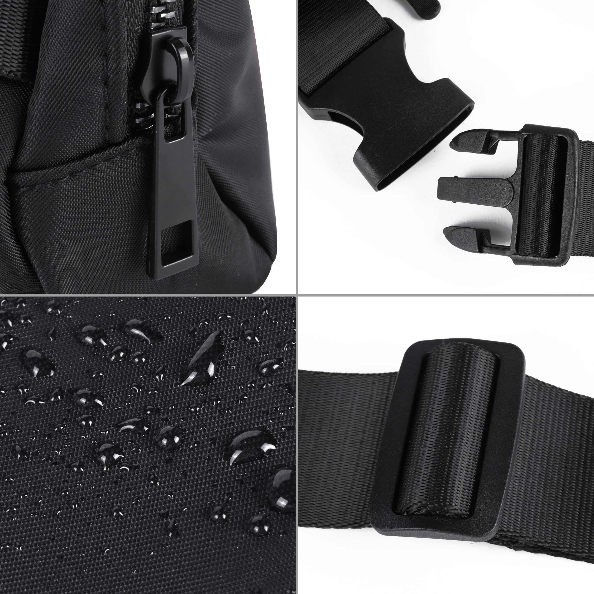 Leotruny Unisex Belt Bag Everywhere Waist Pack Waterproof for Travel Running Hiking (C01-Black)