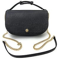 Tory Burch 134837 Emerson Black Saffiano Leather With Gold Hardware Women's  Large Double Zip Top Tote Bag