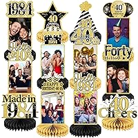 ZOiiWA 12Pcs 40th Birthday Decorations Black Gold Honeycomb Centerpieces for Table Decorations Cheers to 40 Years Photo table Centerpieces Party Supplies Happy 40th birthday Photo Props for Men Women