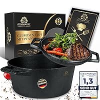 Non-Stick Enamelled Casserole Cast Iron Large Cooking Pot w/ Lid 4.7L By  Nuovva