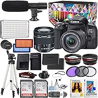 Canon EOS Rebel T8i DSLR Camera with Video Creator Kit + Canon EF-S 18-55mm f/4-5.6 is STM Lens + 2pc 64GB Memory Cards + Softwear Editor + Tripod & More (Renewed)